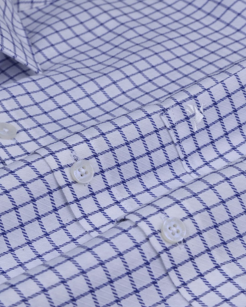 Navy & White Cross Line Checks - Full-Cotton Rich