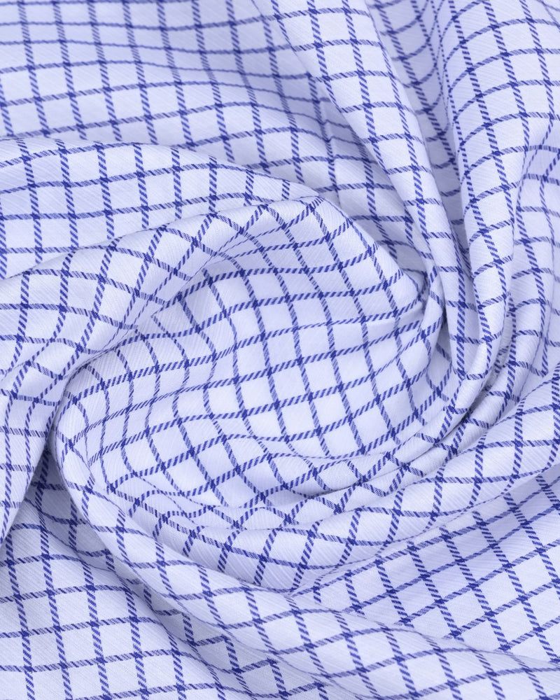 Navy & White Cross Line Checks - Full-Cotton Rich