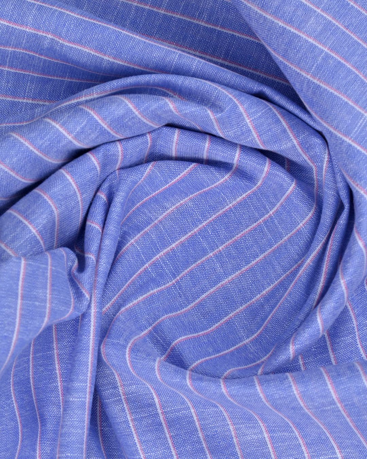 Denim & Pink Stripes -Full-Bamboo Linen