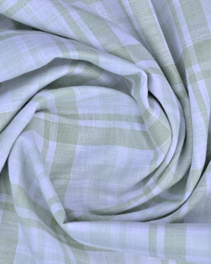 Sage Green & white Box Checks -Full-Cotton Linen Shirt