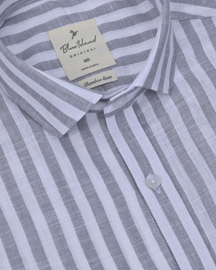 Black & White Large Stripes -Full-Bamboo Linen