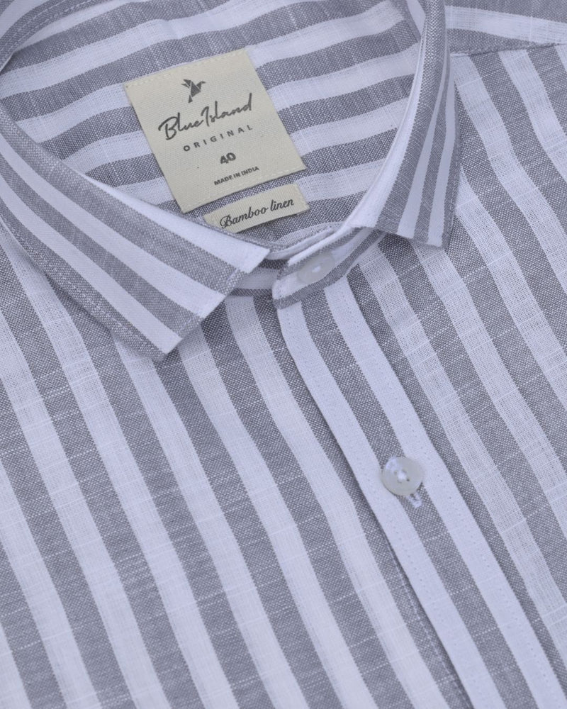 Black & White Large Stripes -Full-Bamboo Linen