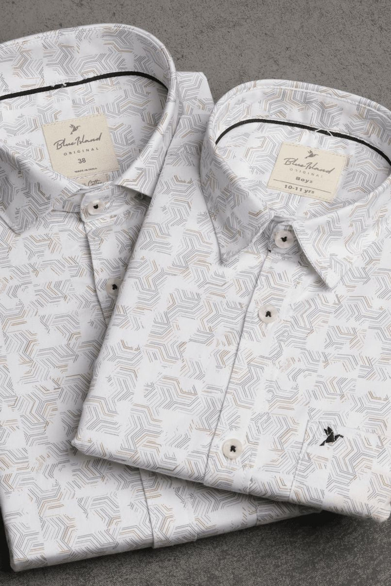 FATHER & SON - White Semi Hexagon Print