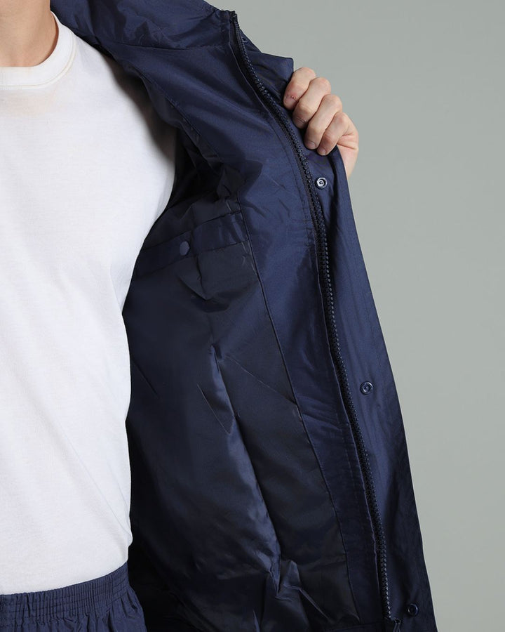 Navy with Teal Shoulder Panel - Rain Jacket with Pant