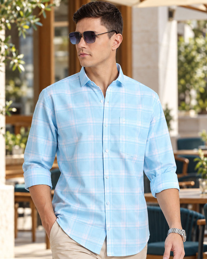 Blue & White Box Checks -Full-Stain Proof