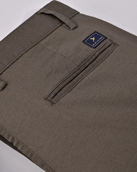 Dark Brown Steel Printed - 2 way stretch - COTTON PANT