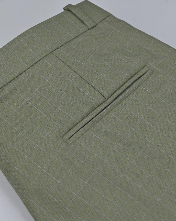 Pistah Green Checks - Wrinkle free Formal Pant