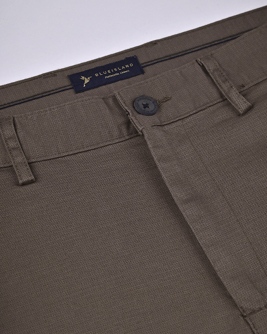 Dark Brown Steel Printed - 2 way stretch - COTTON PANT