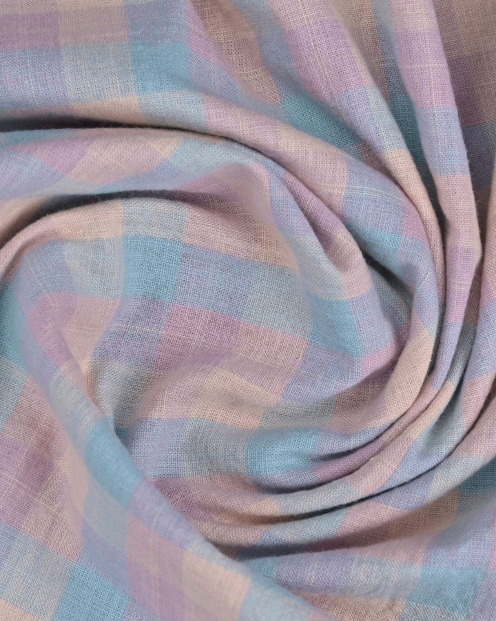 Pastel Blue & Yellow Box Checks -Full-Cotton Linen Shirt