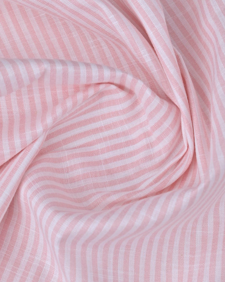 Soft Red Vertical Stripes -Full-Bamboo Linen