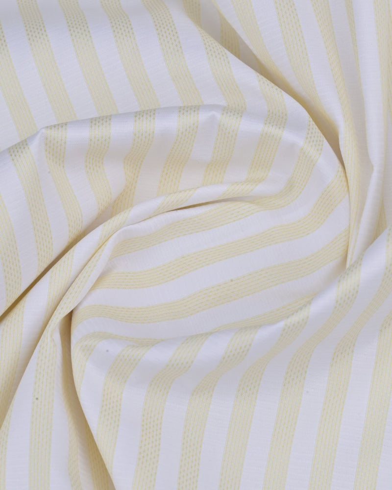 Yellow Grid on White Stripes - Full-Cotton Rich