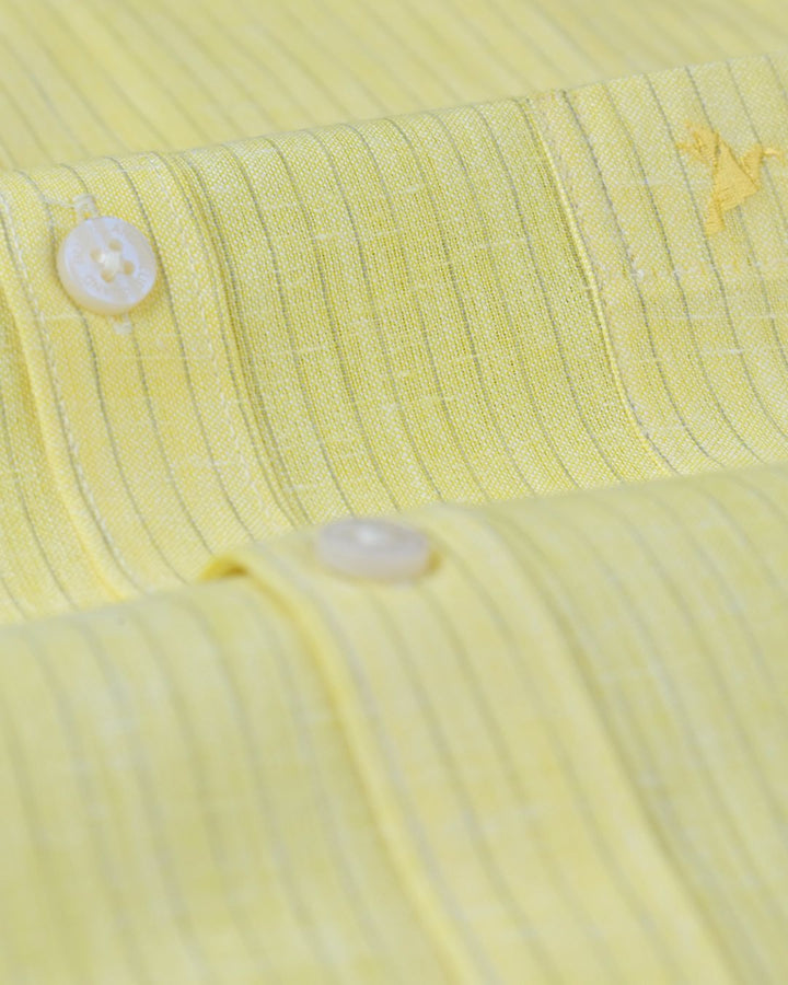 Bright Yellow Mini Stripes -Full-Bamboo Linen