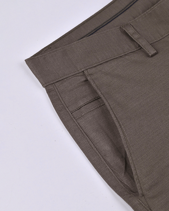 Dark Brown Steel Printed - 2 way stretch - COTTON PANT