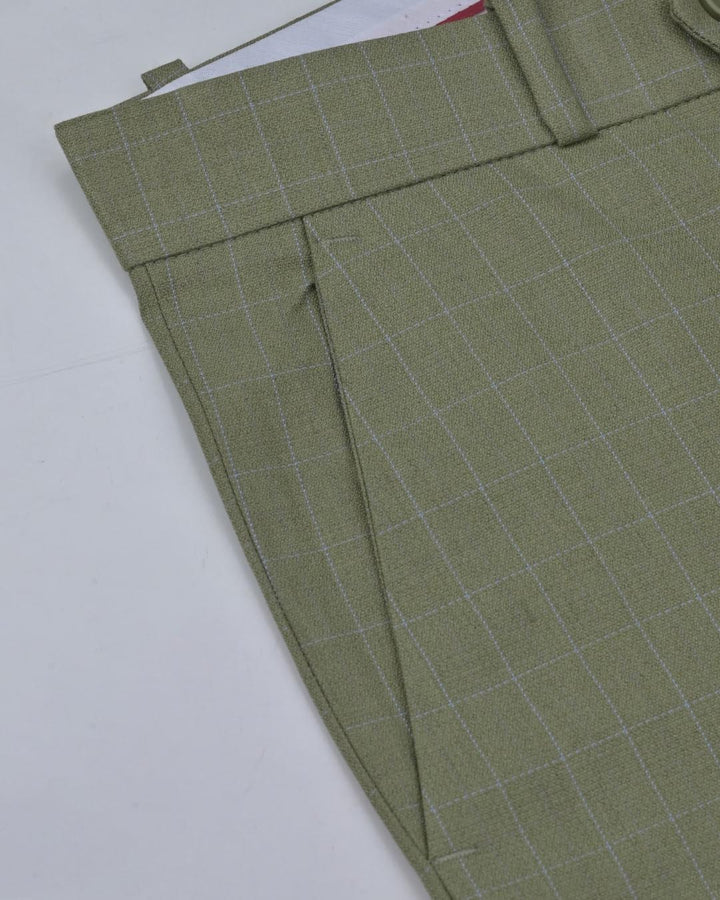 Pistah Green Checks - Wrinkle free Formal Pant
