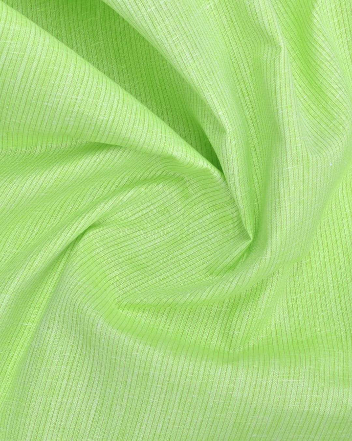 Parrot Green Small Stripes -Full-Bamboo Linen