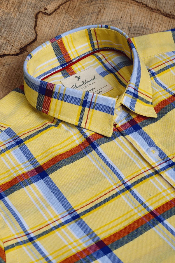 KIDS - Summer Yellow Checks-Stain Proof Shirt