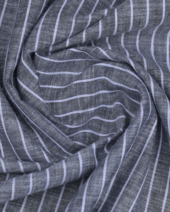Rugged Black & White Stripes -Full-Bamboo Linen