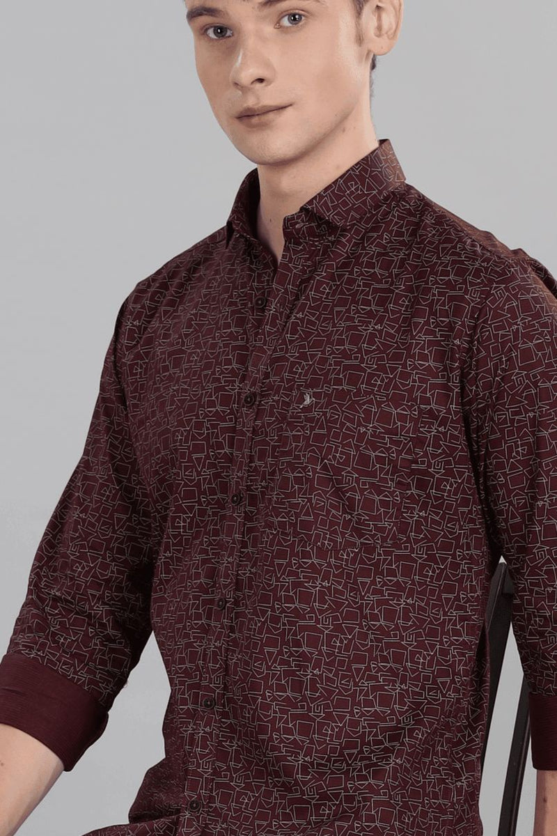 Teak Maroon Geo Print -Full-Stain Proof