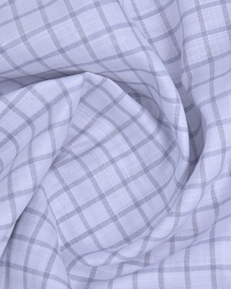 White & Grey Square Checks -Full-Bamboo Linen