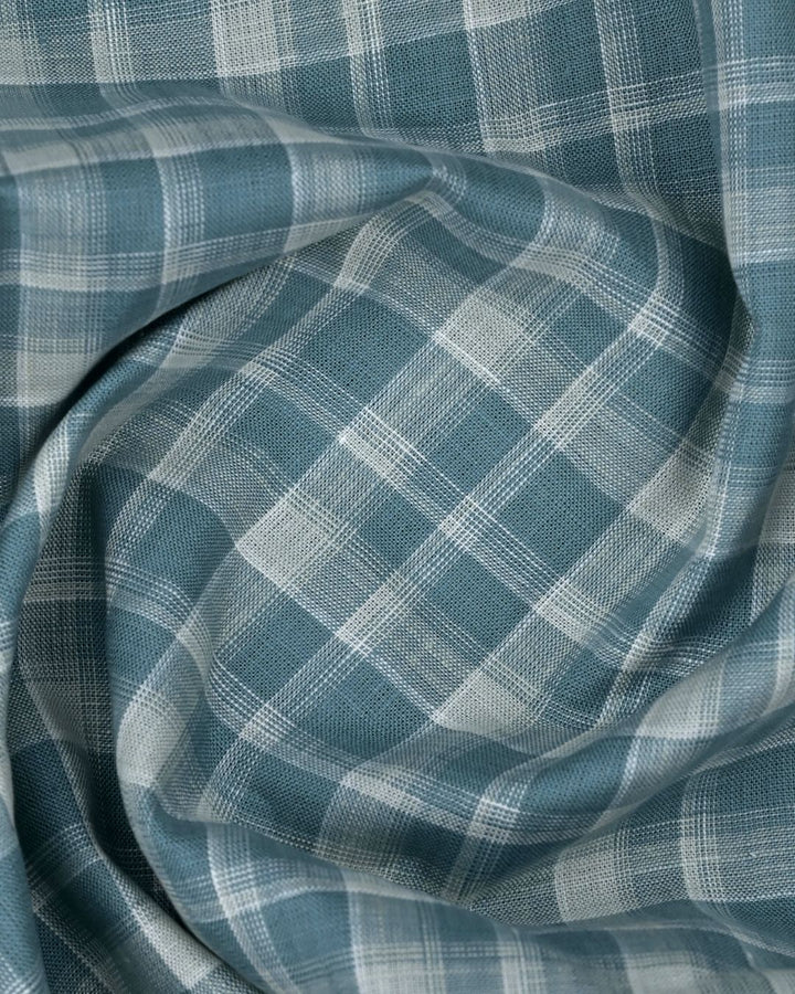 Teal Green Checks -Full-Cotton Linen Shirt