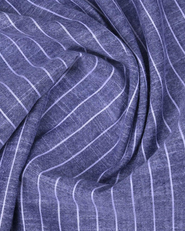 Denim Pinstripes -Full-Bamboo Linen