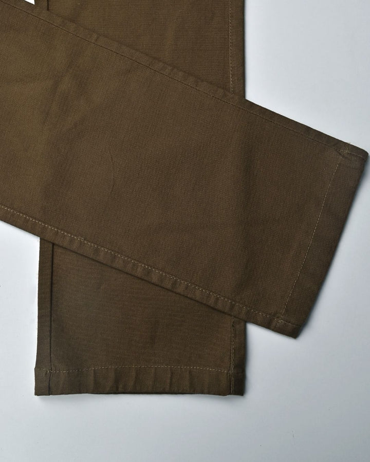 Khaki Brown - 2 way stretch - COTTON LINEN PANT