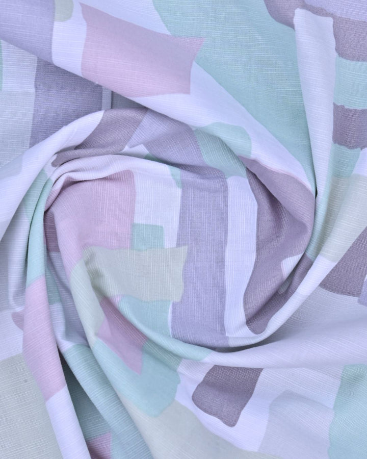 Green Pastel Print-Full-Cotton Linen Shirt