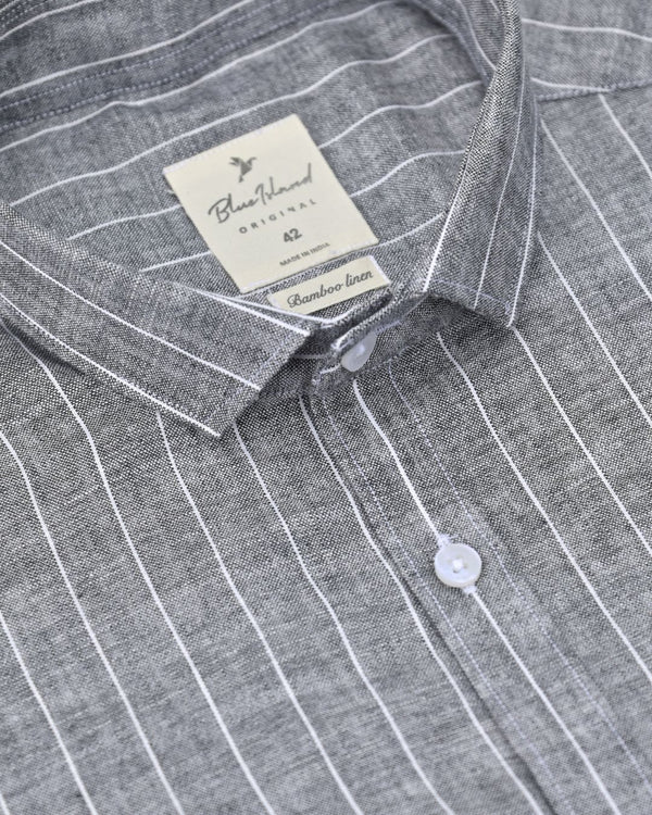 Black Lite Stripes -Full-Bamboo Linen