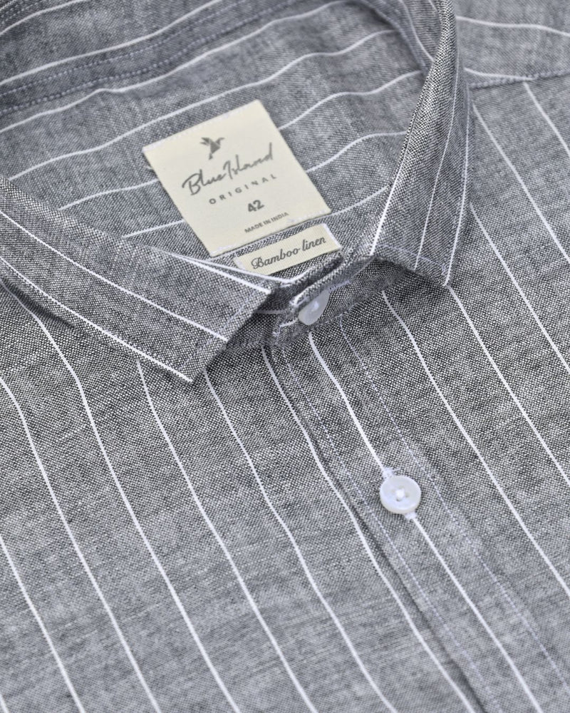 Black Lite Stripes -Full-Bamboo Linen