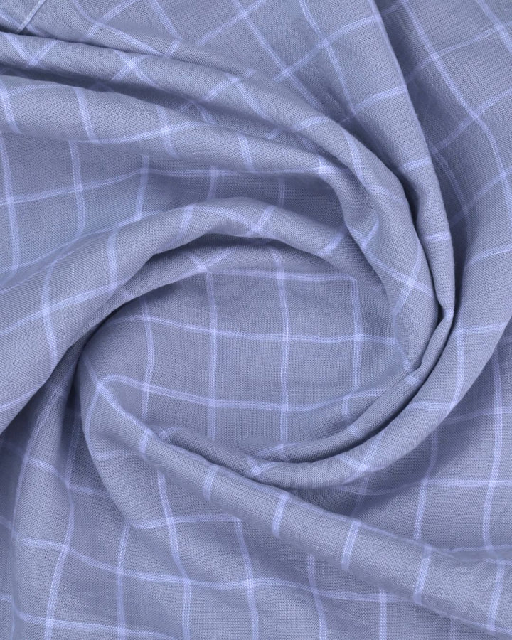 Silver Grey & White Checks -Full-Cotton Linen Shirt