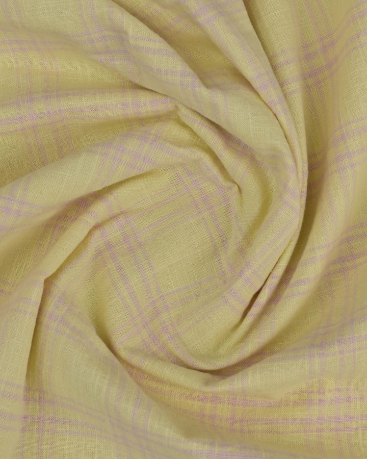 Bright Yellow & Pink Line Checks -Full-Cotton Linen Shirt
