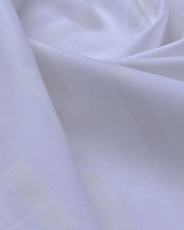 Self White Horizontal Line Stripes- Full-Stain Proof