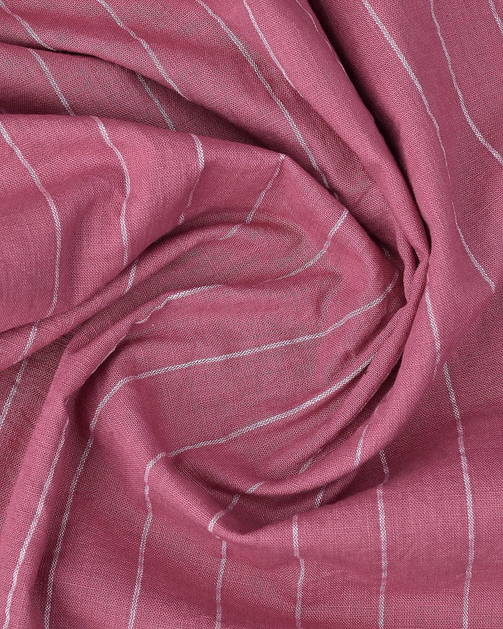 Dusty Rose Broad Stripes-Full-Cotton Linen Shirt