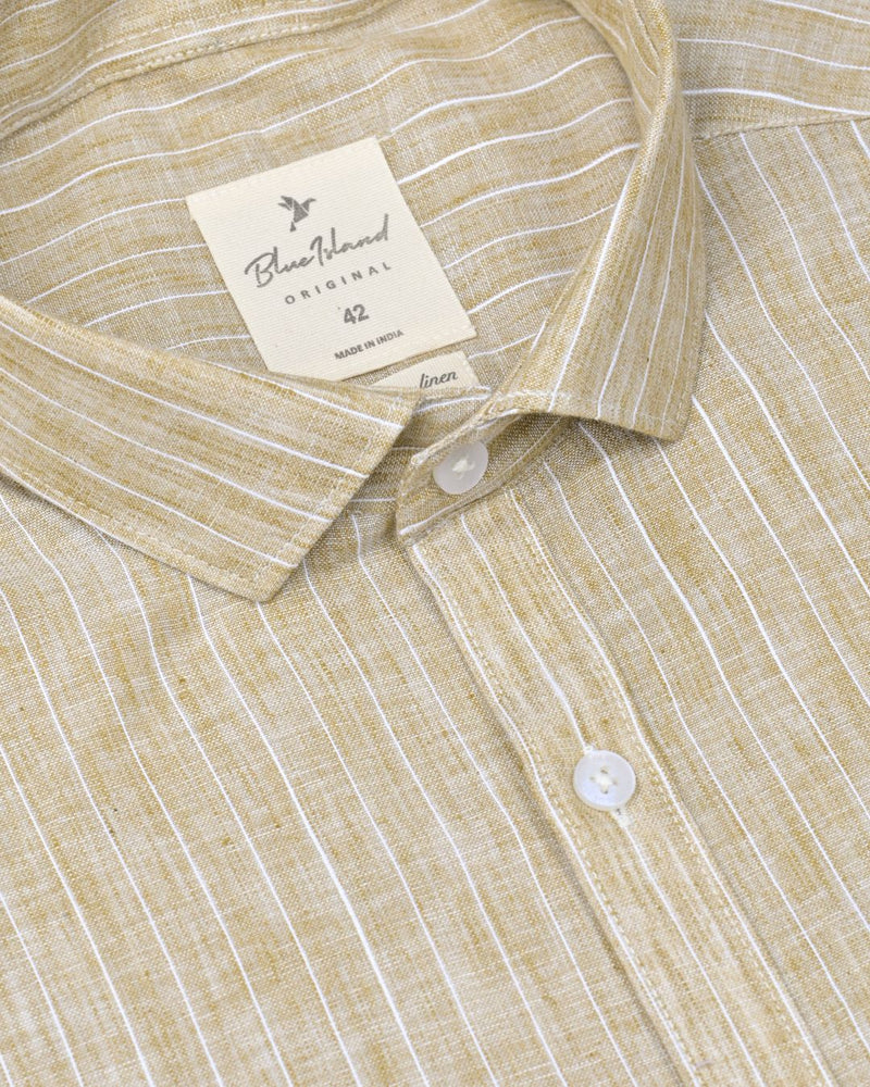 Sandal Brown Desert Stripes -Full-Bamboo Linen