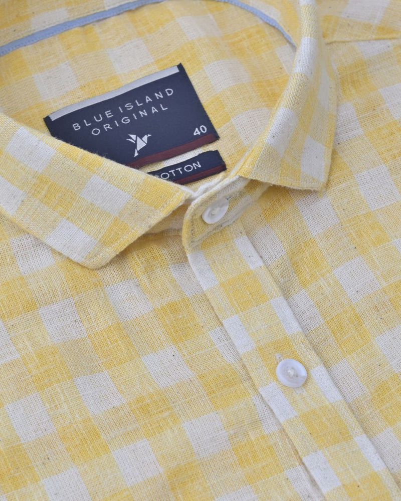 Golden Yellow Mini Checks-Full-Stain Proof