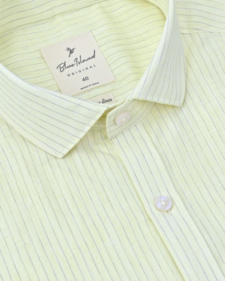 Yellow Mini Stripes -Full-Bamboo Linen