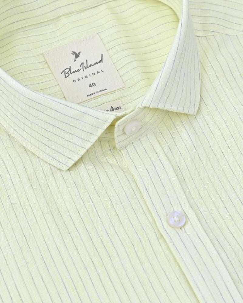 Yellow Mini Stripes -Full-Bamboo Linen