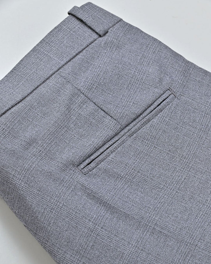 Dark Grey Multi Line Checks - Wrinkle free Formal Pant