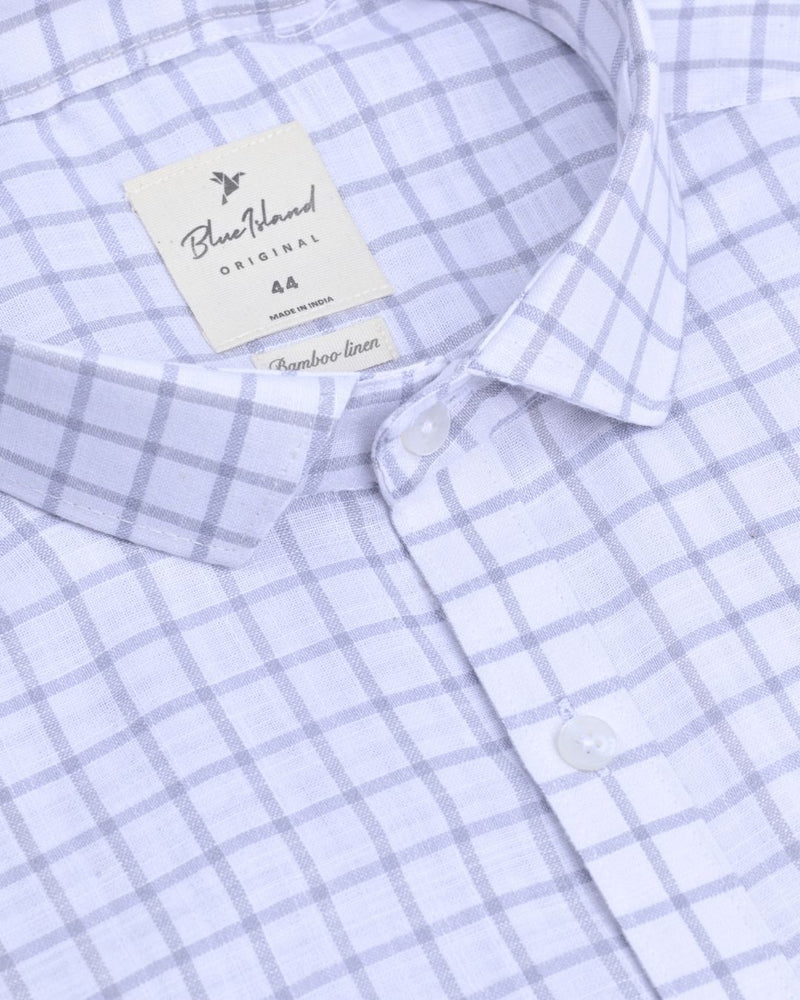 White & Grey Square Checks -Full-Bamboo Linen