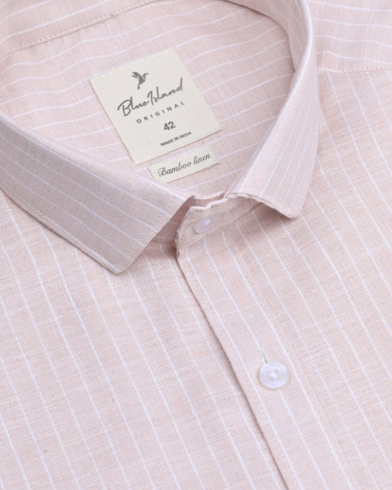 Lite Peach & White Stripes -Full-Bamboo Linen