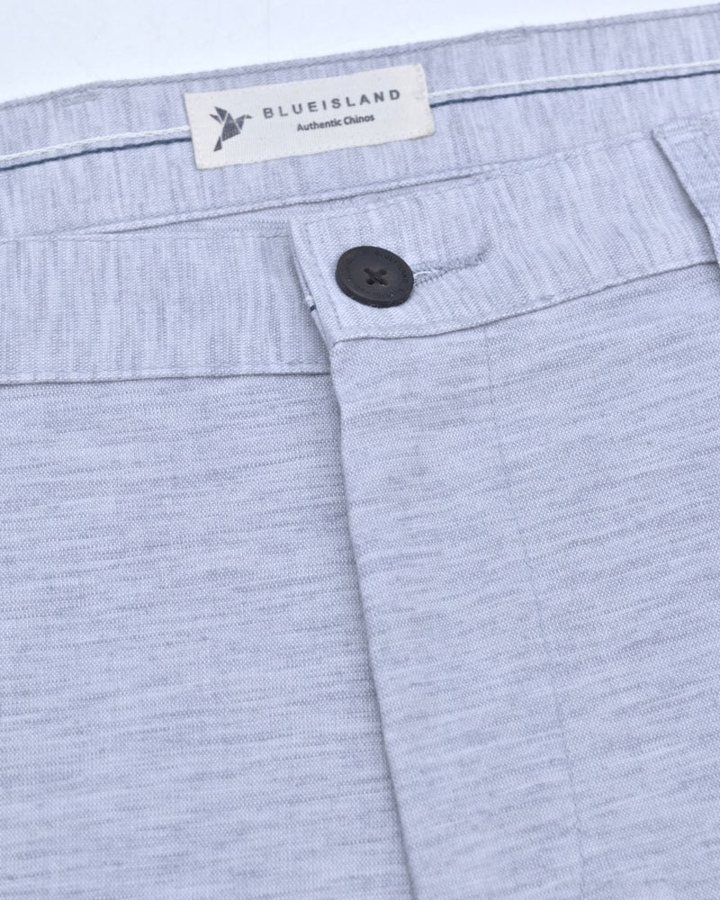 Cloud Blue Grain Printed - 2 way stretch - COTTON LINEN PANT