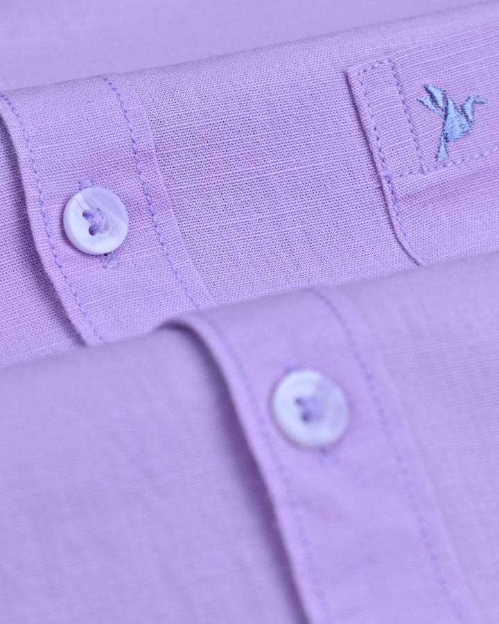 Soft Lavender Solid-Full-Cotton Linen Shirt