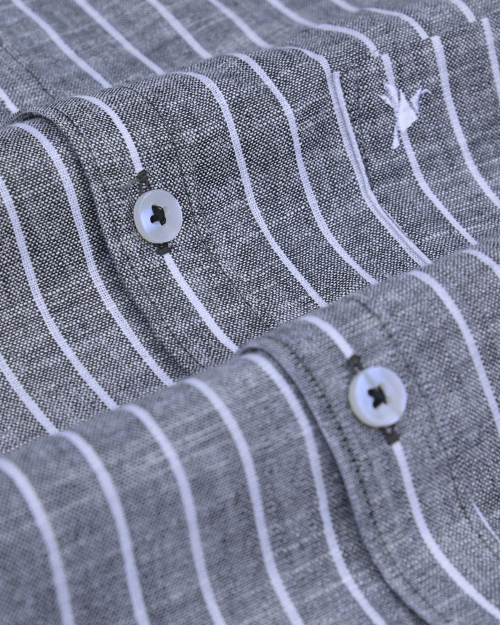 Rugged Black & White Stripes -Full-Bamboo Linen