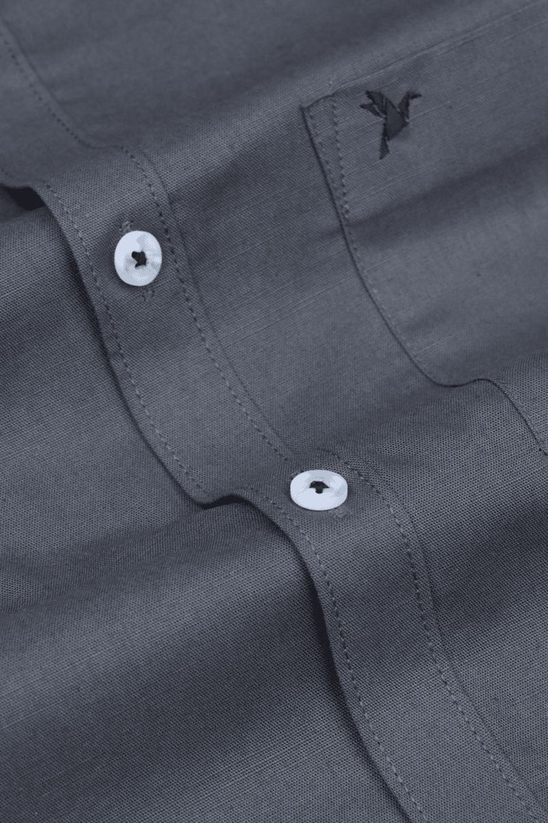 Graphite Grey Cotton Linen-Full-Stain Proof