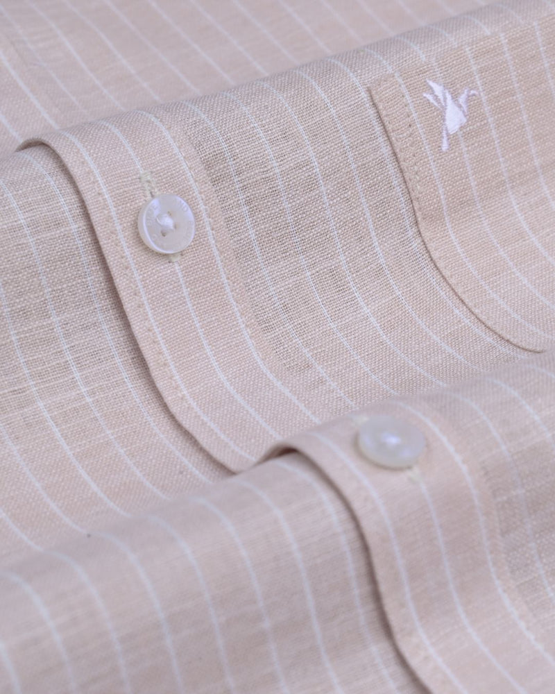 Lite Peach & White Stripes -Full-Bamboo Linen