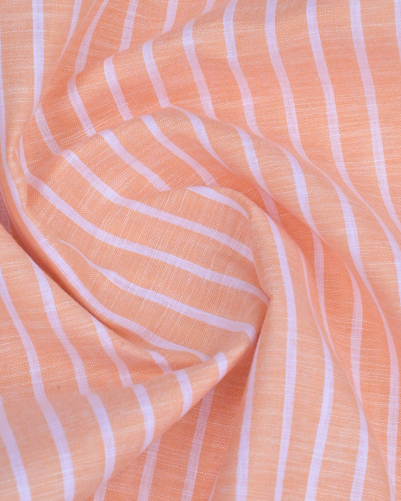 Peach Orange Stripes -Full-Bamboo Linen