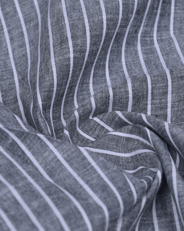 Rugged Black & White Stripes -Full-Bamboo Linen