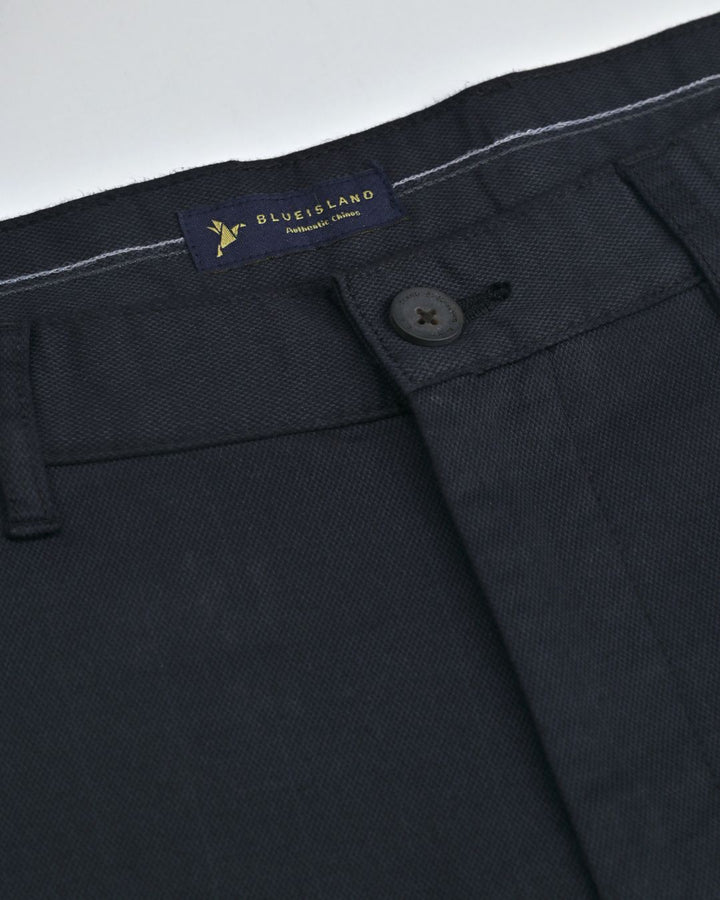 Midnight Navy Cubes - 2 way stretch - COTTON PANT