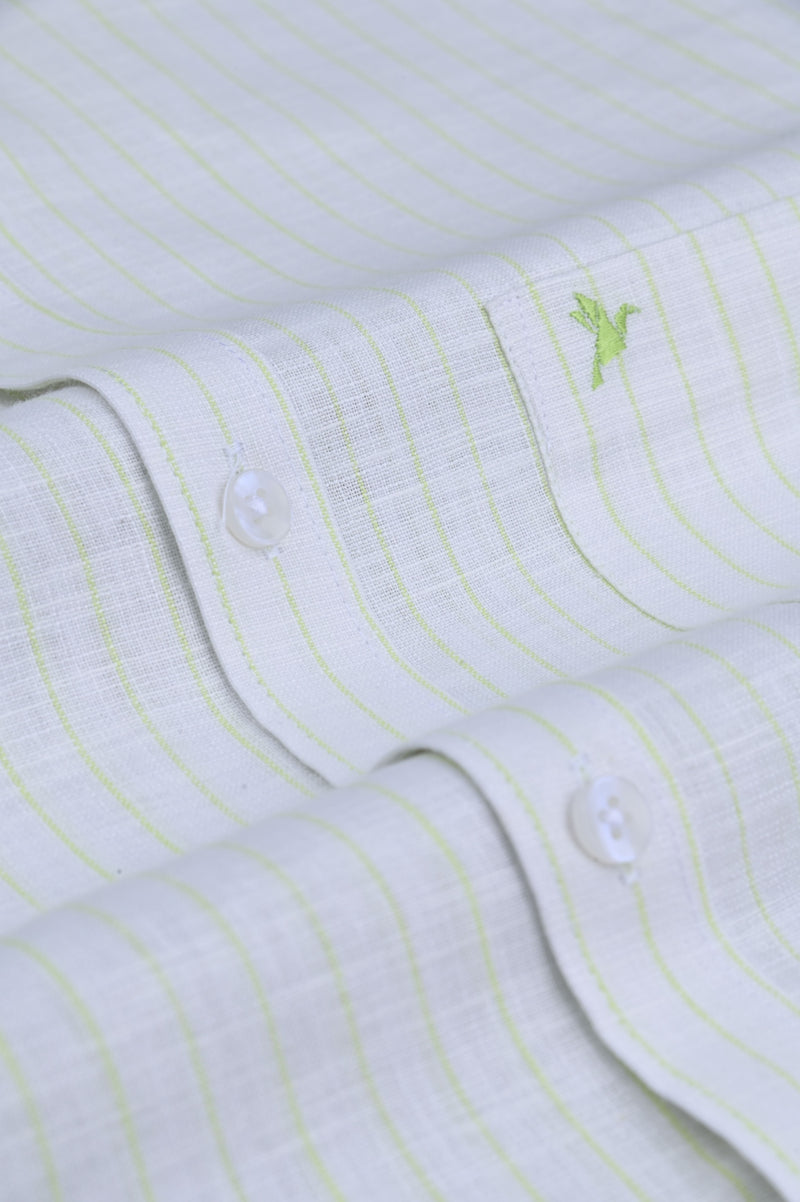 White & Radium Line Stripes -Full-Bamboo Linen