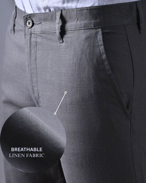Grey - 2 way stretch - COTTON LINEN PANT
